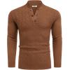imageCOOFANDY Men Mock Neck Button Sweater Casual Knitted Sweaters Fashion Henley SweaterCaramel