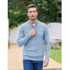 imageCOOFANDY Men Mock Neck Button Sweater Casual Knitted Sweaters Fashion Henley SweaterClear Blue
