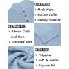 imageCOOFANDY Men Mock Neck Button Sweater Casual Knitted Sweaters Fashion Henley SweaterClear Blue