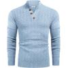 imageCOOFANDY Men Mock Neck Button Sweater Casual Knitted Sweaters Fashion Henley SweaterClear Blue