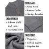 imageCOOFANDY Men Mock Neck Button Sweater Casual Knitted Sweaters Fashion Henley SweaterDark Gray