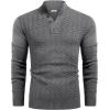 imageCOOFANDY Men Mock Neck Button Sweater Casual Knitted Sweaters Fashion Henley SweaterDark Gray