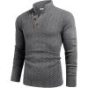 imageCOOFANDY Men Mock Neck Button Sweater Casual Knitted Sweaters Fashion Henley SweaterDark Gray