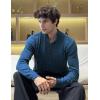 imageCOOFANDY Men Mock Neck Button Sweater Casual Knitted Sweaters Fashion Henley SweaterDeep Blue