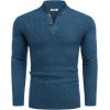 imageCOOFANDY Men Mock Neck Button Sweater Casual Knitted Sweaters Fashion Henley SweaterDeep Blue