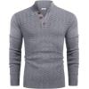 imageCOOFANDY Men Mock Neck Button Sweater Casual Knitted Sweaters Fashion Henley SweaterGray