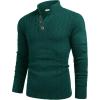 imageCOOFANDY Men Mock Neck Button Sweater Casual Knitted Sweaters Fashion Henley SweaterGreen