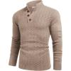 imageCOOFANDY Men Mock Neck Button Sweater Casual Knitted Sweaters Fashion Henley SweaterKhaki
