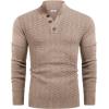imageCOOFANDY Men Mock Neck Button Sweater Casual Knitted Sweaters Fashion Henley SweaterKhaki