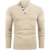 imageCOOFANDY Men Mock Neck Button Sweater Casual Knitted Sweaters Fashion Henley SweaterLight Khaki