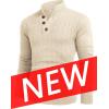 imageCOOFANDY Men Mock Neck Button Sweater Casual Knitted Sweaters Fashion Henley SweaterLight Khaki