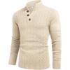 imageCOOFANDY Men Mock Neck Button Sweater Casual Knitted Sweaters Fashion Henley SweaterLight Khaki