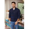 imageCOOFANDY Men Mock Neck Button Sweater Casual Knitted Sweaters Fashion Henley SweaterNavy Blue