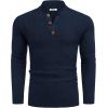 imageCOOFANDY Men Mock Neck Button Sweater Casual Knitted Sweaters Fashion Henley SweaterNavy Blue