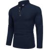 imageCOOFANDY Men Mock Neck Button Sweater Casual Knitted Sweaters Fashion Henley SweaterNavy Blue