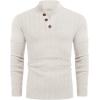 imageCOOFANDY Men Mock Neck Button Sweater Casual Knitted Sweaters Fashion Henley SweaterWhite