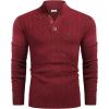 imageCOOFANDY Men Mock Neck Button Sweater Casual Knitted Sweaters Fashion Henley SweaterWine Red
