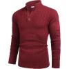 imageCOOFANDY Men Mock Neck Button Sweater Casual Knitted Sweaters Fashion Henley SweaterWine Red