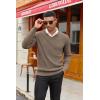 imageCOOFANDY Men V Neck Dress Sweater Knit Long Sleeve Casual Slim Fit Pullover SweaterDark Khaki
