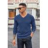 imageCOOFANDY Men V Neck Dress Sweater Knit Long Sleeve Casual Slim Fit Pullover SweaterDeep Blue