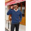 imageCOOFANDY Men V Neck Dress Sweater Knit Long Sleeve Casual Slim Fit Pullover SweaterDeep Blue