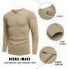 imageCOOFANDY Men V Neck Dress Sweater Knit Long Sleeve Casual Slim Fit Pullover SweaterKhaki