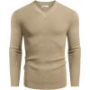 imageCOOFANDY Men V Neck Dress Sweater Knit Long Sleeve Casual Slim Fit Pullover SweaterKhaki