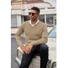 imageCOOFANDY Men V Neck Dress Sweater Knit Long Sleeve Casual Slim Fit Pullover SweaterKhaki