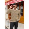 imageCOOFANDY Men V Neck Dress Sweater Knit Long Sleeve Casual Slim Fit Pullover SweaterKhaki