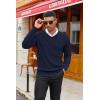 imageCOOFANDY Men V Neck Dress Sweater Knit Long Sleeve Casual Slim Fit Pullover SweaterNavy Blue