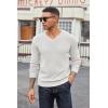imageCOOFANDY Men V Neck Dress Sweater Knit Long Sleeve Casual Slim Fit Pullover SweaterWhite