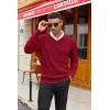 imageCOOFANDY Men V Neck Dress Sweater Knit Long Sleeve Casual Slim Fit Pullover SweaterWine Red