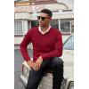 imageCOOFANDY Men V Neck Dress Sweater Knit Long Sleeve Casual Slim Fit Pullover SweaterWine Red
