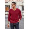 imageCOOFANDY Men V Neck Dress Sweater Knit Long Sleeve Casual Slim Fit Pullover SweaterWine Red