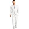 imageCOOFANDY Mens 2 Piece Linen Cotton Suits Set Casual Linen Lightweight Suit Summer Beach WeddingWhite