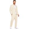 imageCOOFANDY Mens 2 Piece Linen Suits Set Regular Fit Casual Lightweight Blazer Jacket and PantsBeige
