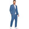 imageCOOFANDY Mens 2 Piece Linen Suits Set Regular Fit Casual Lightweight Blazer Jacket and PantsBlue