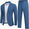 imageCOOFANDY Mens 2 Piece Linen Suits Set Regular Fit Casual Lightweight Blazer Jacket and PantsBlue