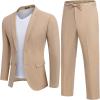 imageCOOFANDY Mens 2 Piece Linen Suits Set Regular Fit Casual Lightweight Blazer Jacket and PantsKhaki
