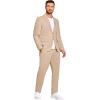 imageCOOFANDY Mens 2 Piece Linen Suits Set Regular Fit Casual Lightweight Blazer Jacket and PantsKhaki