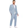 imageCOOFANDY Mens 2 Piece Linen Suits Set Regular Fit Casual Lightweight Blazer Jacket and PantsLight Blue