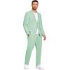 imageCOOFANDY Mens 2 Piece Linen Suits Set Regular Fit Casual Lightweight Blazer Jacket and PantsLight Green