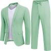 imageCOOFANDY Mens 2 Piece Linen Suits Set Regular Fit Casual Lightweight Blazer Jacket and PantsLight Green