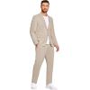 imageCOOFANDY Mens 2 Piece Linen Suits Set Regular Fit Casual Lightweight Blazer Jacket and PantsLight Khaki