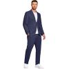 imageCOOFANDY Mens 2 Piece Linen Suits Set Regular Fit Casual Lightweight Blazer Jacket and PantsNavy Blue
