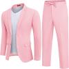 imageCOOFANDY Mens 2 Piece Linen Suits Set Regular Fit Casual Lightweight Blazer Jacket and PantsPink