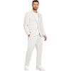 imageCOOFANDY Mens 2 Piece Linen Suits Set Regular Fit Casual Lightweight Blazer Jacket and PantsWhite