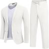 imageCOOFANDY Mens 2 Piece Linen Suits Set Regular Fit Casual Lightweight Blazer Jacket and PantsWhite