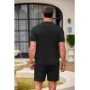 imageCOOFANDY Mens 2 Piece Outfit Vintage Short Sleeve Button Down Knit Polo Shirts Casual Beach Shorts SetsBlack  Brown