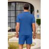 imageCOOFANDY Mens 2 Piece Outfit Vintage Short Sleeve Button Down Knit Polo Shirts Casual Beach Shorts SetsDark Blue
